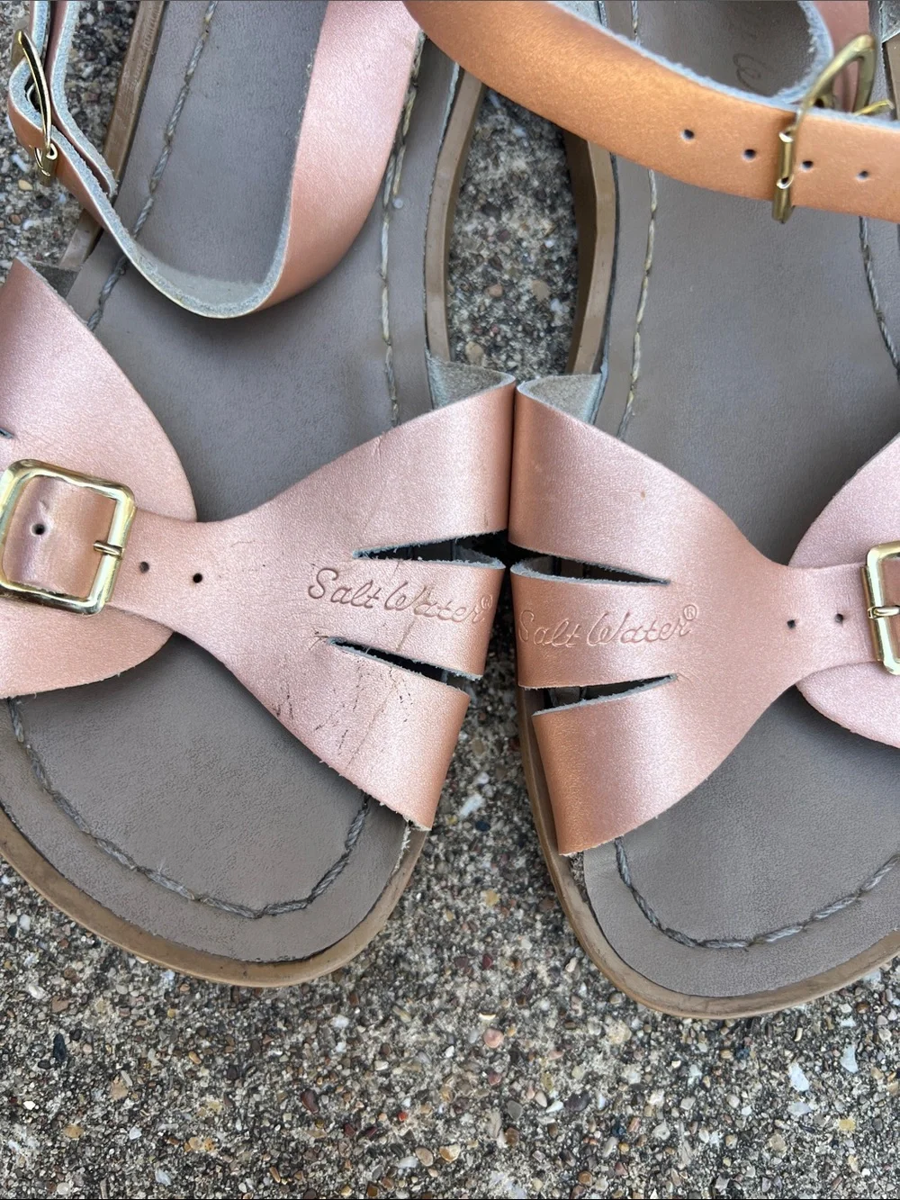 Salt Water Sandals by Hoy Kids Metallic Rose and Gold Strappy Sandals